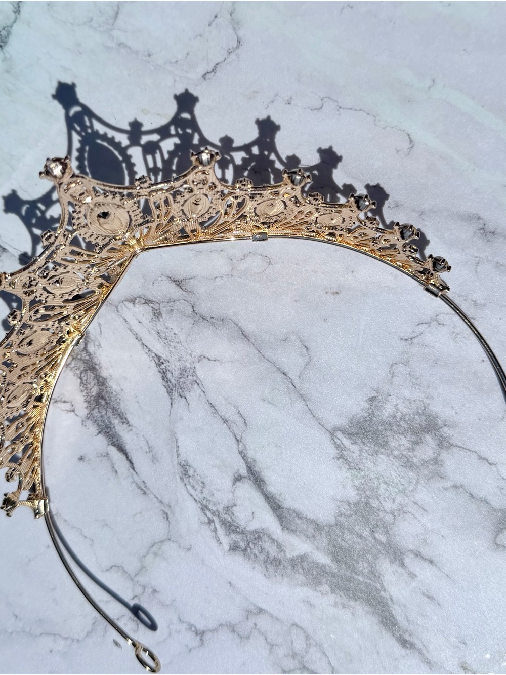 Gold Tiara with Iridescent Rhinestone Accents NWT - Picture 6 of 14